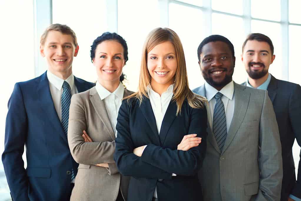 group of business people preparing for a meeting